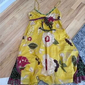 Rene Derhy Floral Yellow Dress Medium